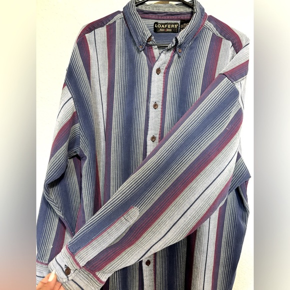 Vintage LOAFERS Stripe Button-Up Shirt – Men’s 2XL - Picture 6 of 11
